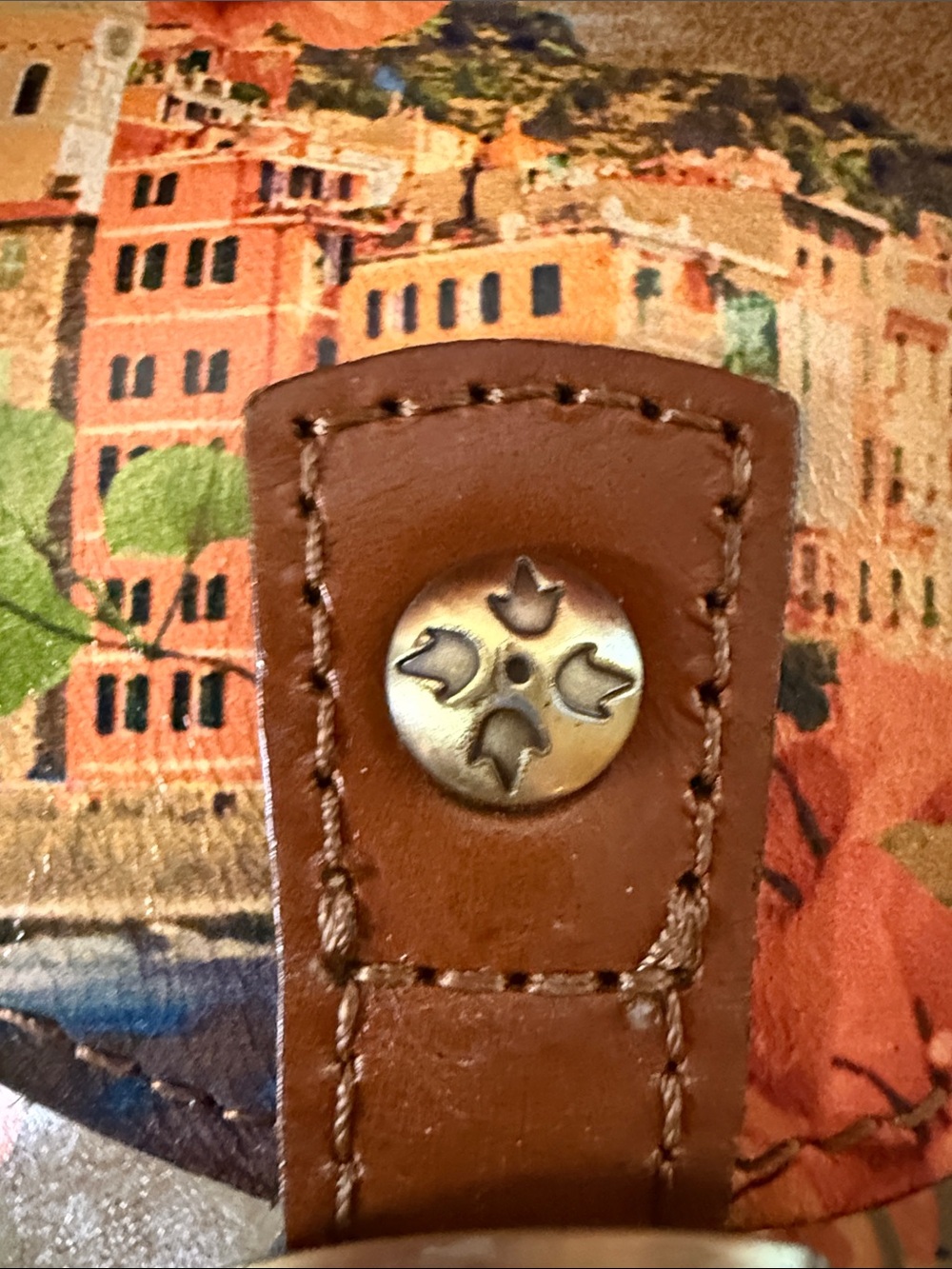 Patricia Nash Floral & Scenic Leather Crossbody Bag in Blue and Brown - Picture 7 of 8